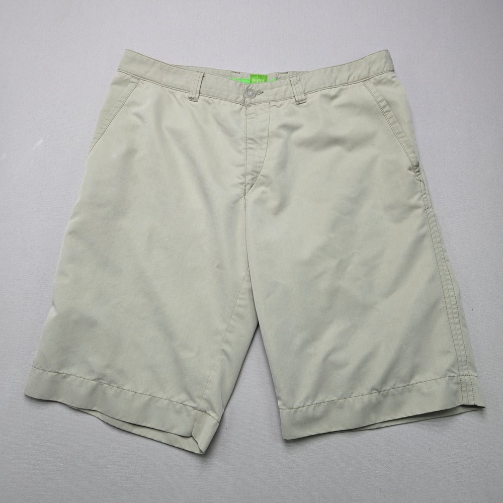 Hugo Boss Shorts Praft Chino Cotton Blend Khaki Beige Mens XL Casual Summer Golf